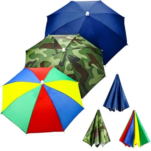 3 Piece Rainbow Umbrella Hats, product photograph