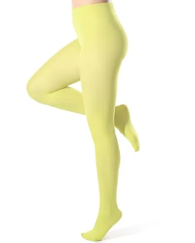 Women's Opaque Tights L/XL 80d Stockings, Yellow, product photograph