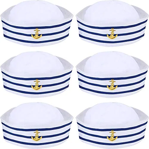 6 Piece Sailor Captain Navy Hat Blue, product photograph