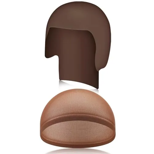 2 Piece Halloween Makeup Latex Bald Head Caps, Brown, product photograph