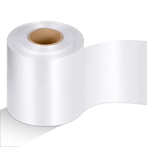 Outdoor Leaf Ribbon Floral Satin Ribbon, White, product photograph