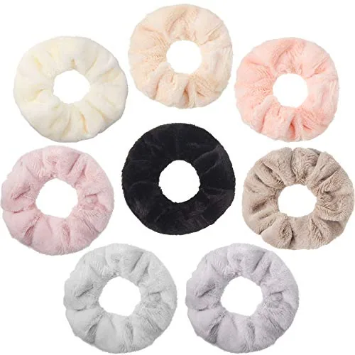 8 Piece Towel Fluffy Scrunchies Soft Thick Fuzzy Scrunchy, Orange, product photograph