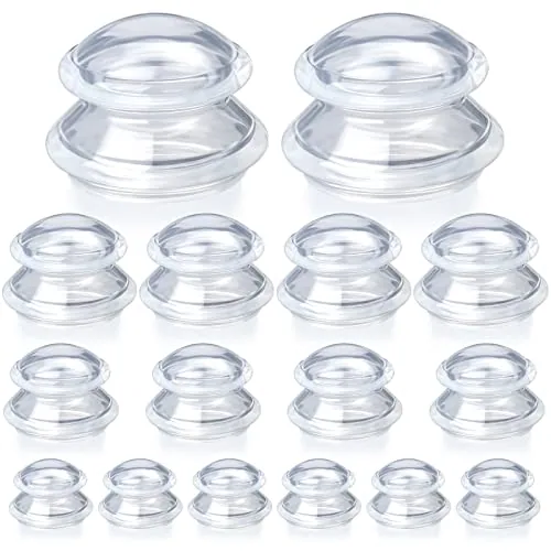 16 Piece 4 Sizes Silicone Cupping Therapy Set, Clear, product photograph