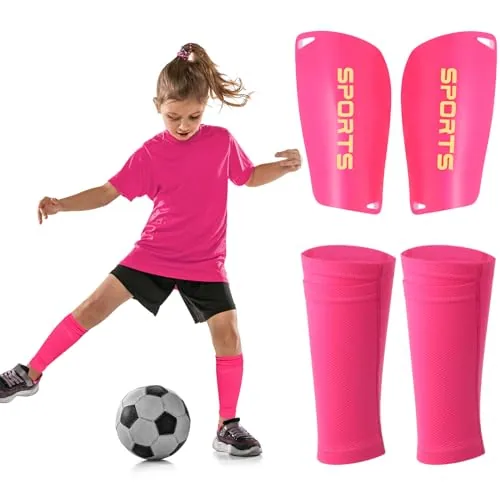 Kids Soccer Shin Guards, Pink, product photograph