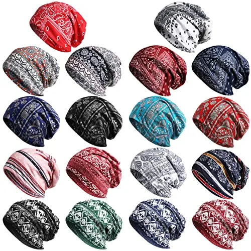 18 Piece Thin Knit Slouchy Cap Hip-Hop Sleep Cap Stretchy Baggy, product photograph