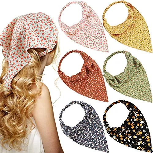 6 Piece Floral Hair Bandanas, Multicolour, product photograph